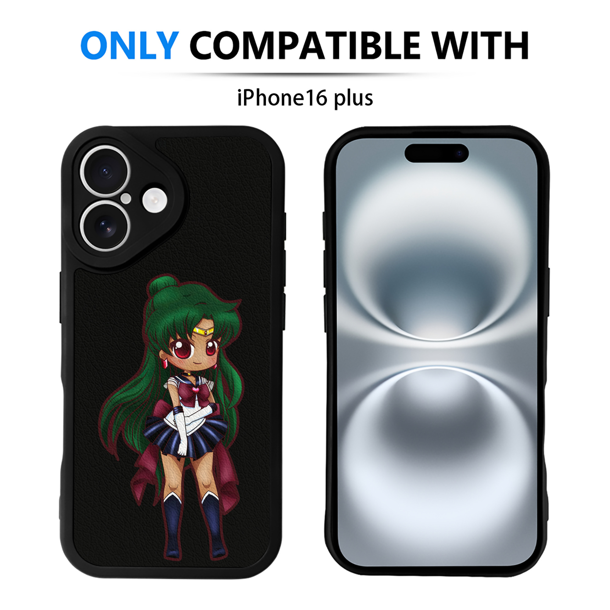 （画像用） 美少女戦士セーラームーン 冥王せつな Sailor Moon Meiou Setsuna 【iPhone 16シリーズ対応】シリコンスマホケース（レザー調） 材質：シリコン